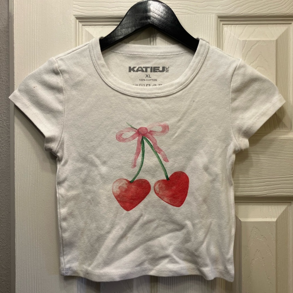 Katie J NYC Cherry Bow Baby Tee